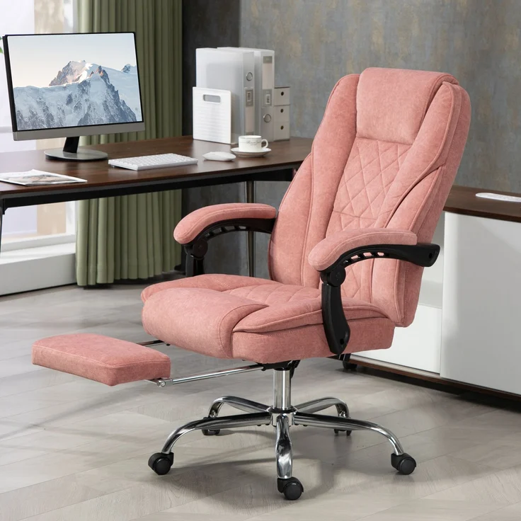 MELAYR, Pinkfarbener Bürostuhl mit Massage- und Heizfunktion, verstellbarer Höhe, 74 x 35 x 57 cm, Rosa – Bild 4