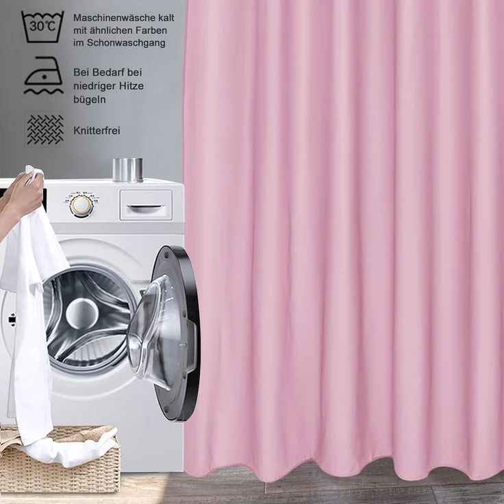 Duschvorhang 180x200 Rose Wasserdicht Anti-Schimmel Textil Vorhang Stoff – Bild 6