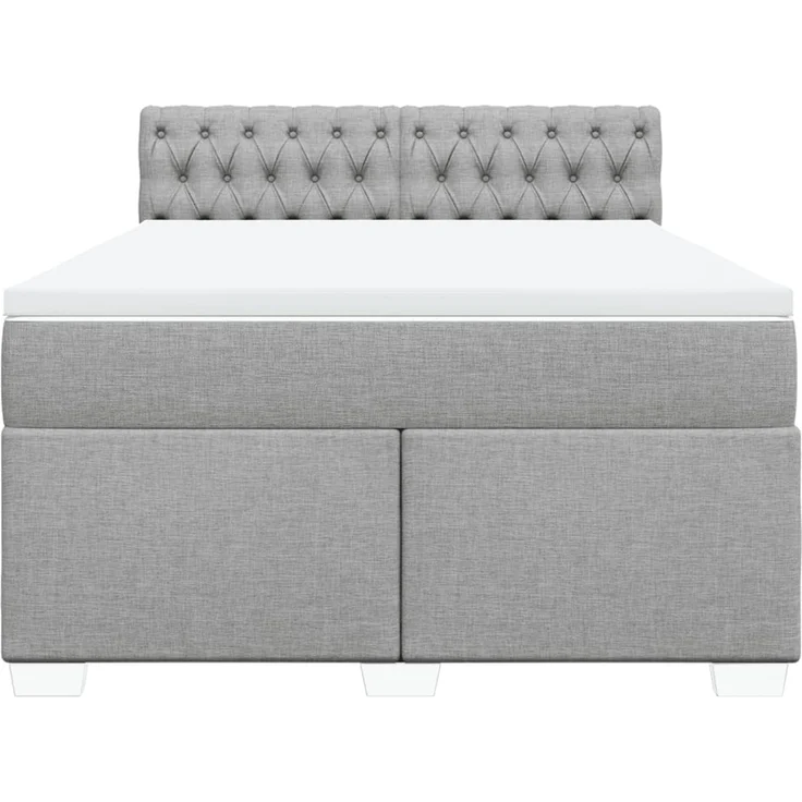 vidaXL Boxspringbett mit Matratze Hellgrau 140x190 cm Stoff 3285890 – Bild 4