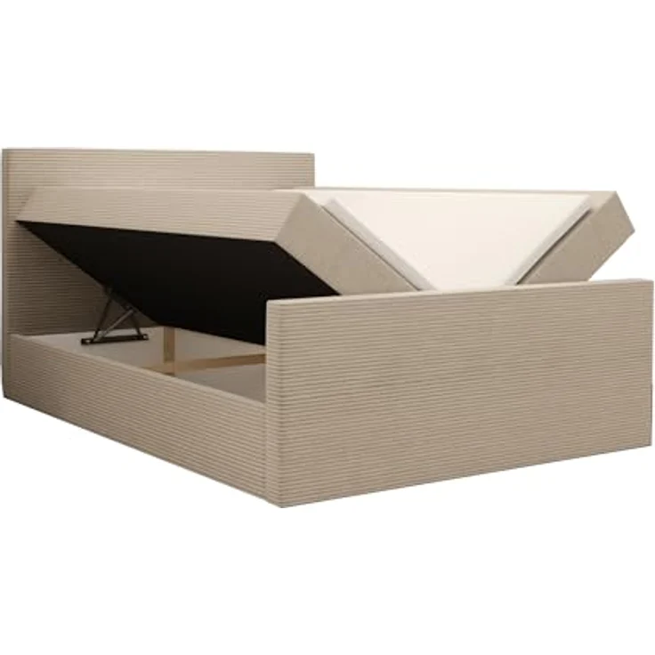 Kaiser Möbel Boxspringbett Viesta, 140x200 cm, mit Bettkasten und Viscoschaum-Topper, Cordstoff Poso Hellgrau H3 – Bild 4