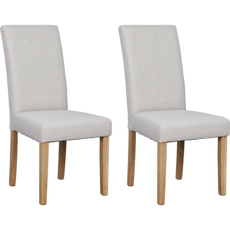 byLIVING Esszimmerstuhl 2er Set Elias/Webstoff Taupe/Gestell Massivholz Rubberwood Natur/B 47, H 99,5, T 60 cm