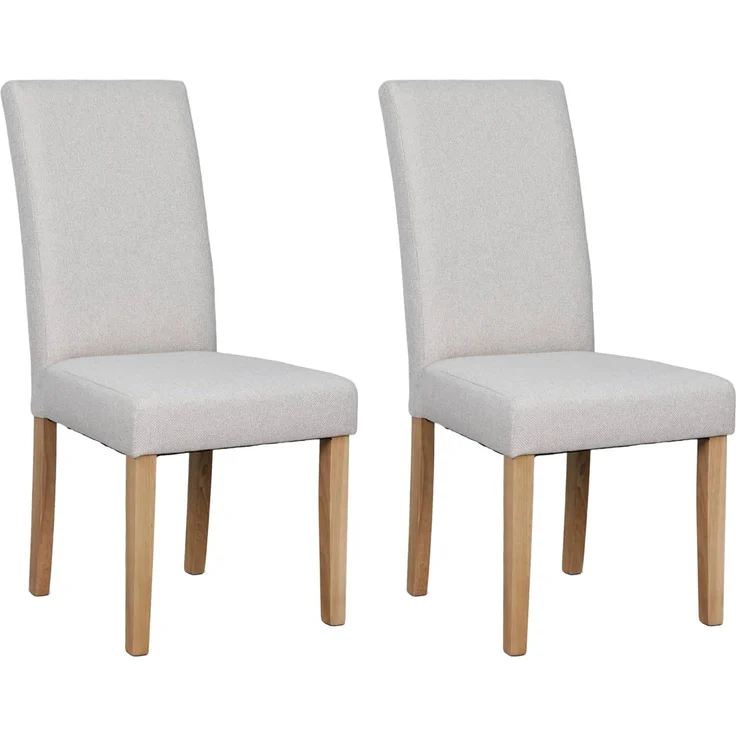 byLIVING Esszimmerstuhl 2er Set Elias/Webstoff Taupe/Gestell Massivholz Rubberwood Natur/B 47, H 99,5, T 60 cm