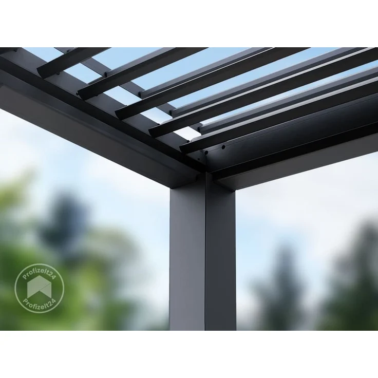 PRIMEYARD Pergola 3x3 m Aluminium Pfosten mit Lamellendach aus Aluminium anthrazitfarbeneTerrassenüberdachung – Bild 7