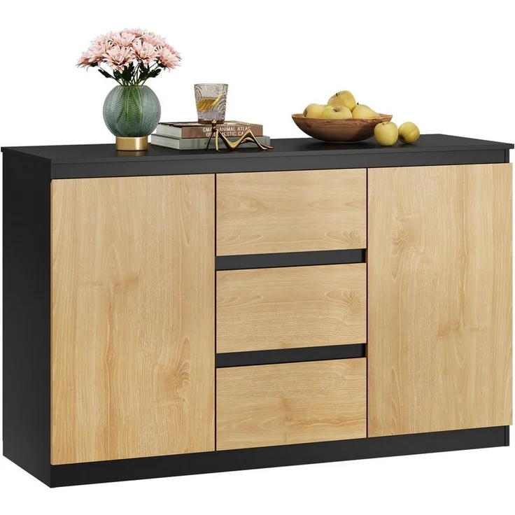 WLIVE Sideboard Kommode, Breite 80 cm, Sideboard mit 3 Schubladen & 1 Tür, (Packung, leise Schienen, viel Stauraum) – Bild 5