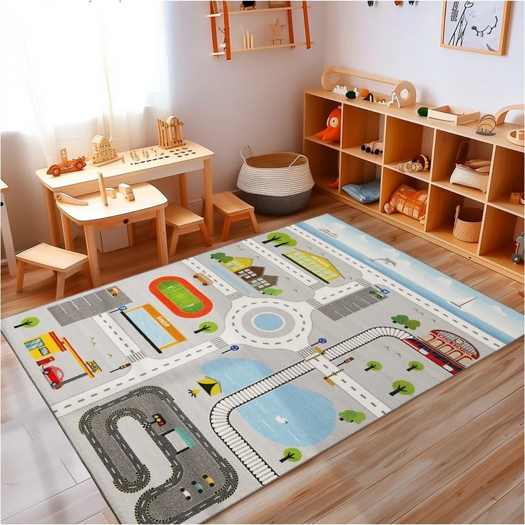 Carpettex Kinderteppich Straßenteppich, Rechteckig, Höhe: 7 mm, Kinderteppich Straßenteppich Teppich Kinderzimmer Rutschfest Waschbar – Bild 5