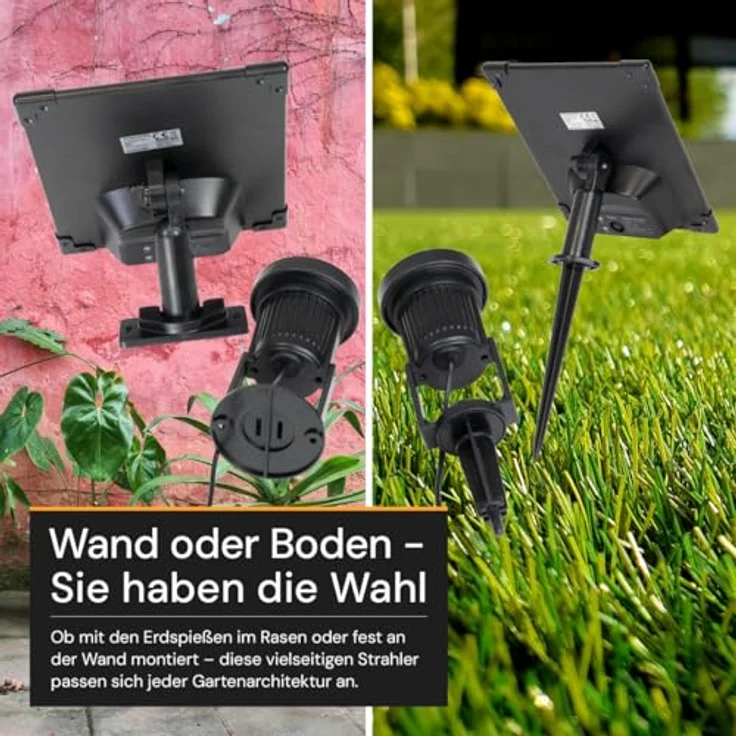 LUXULA Solar LED-Gartenleuchten Set, 5W, 3000K, 200lm, warmweiß, IP54, schwarz, 4 Stück – Bild 7