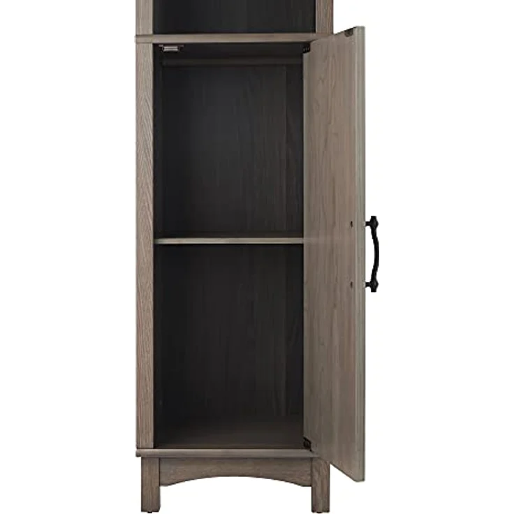 Elegant Home Fashions Russell Holz Badezimmer Leinen Tower Aufbewahrungsschrank 33 cm x 38 cm x 159,4 cm mit offenen Regalen & Türen Salzeiche EHF-F0012, Salt Oak, One Size – Bild 8