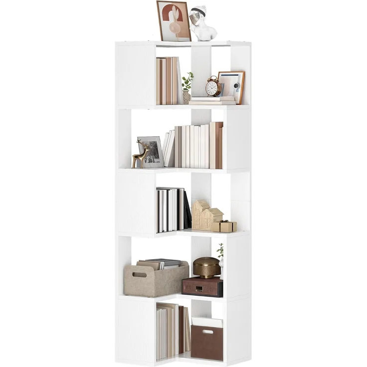 YITAHOME Bücherregal weiß, 6 Etagen Eckregal, L-förmiges Regal, deko Wohnzimmer Schlafzimmer Arbeitszimmer, Regaleinheit, 23.3''L x 15.2''W x 62.8 ''H – Bild 3