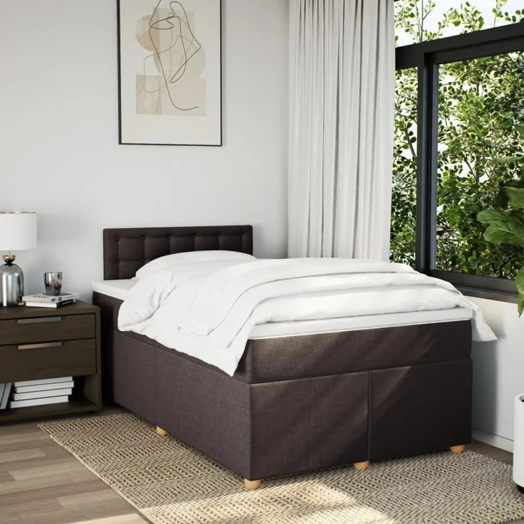 vidaXL Boxspringbett mit Matratze Dunkelbraun 120x200 cm Stoff 3288964 – Bild 4