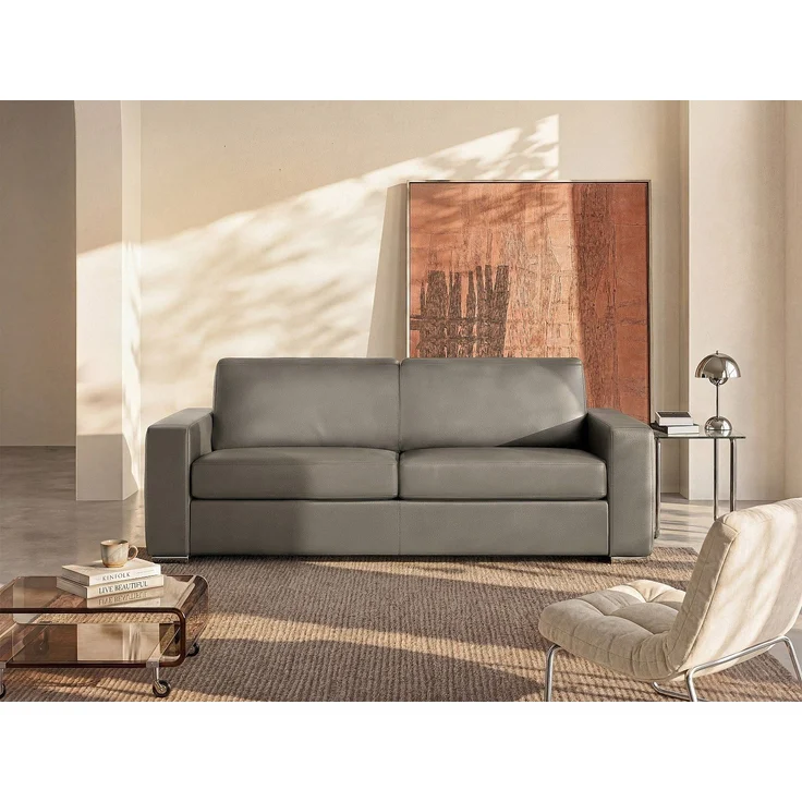 Vente-unique - CALITO - Schlafsofa - Plastik - Kunststoff (PVC), Metall - Taupe - 194 x 223 x 85 cm – Bild 2