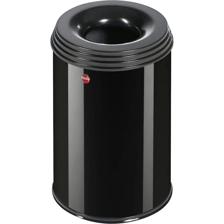 Hailo flammenlöschender Papierkorb ProfiLine Safe M, Abfalleimer, Mülleimer, Stahlblech, Schwarz, 14 L, 0915-422