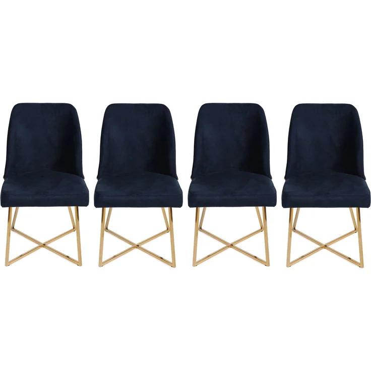 Skye Decor 'Madrid 908 V4' Stuhlset (4-teilig), Gold / Dunkelblau, 50 x 90 x 49 cm – Bild 2