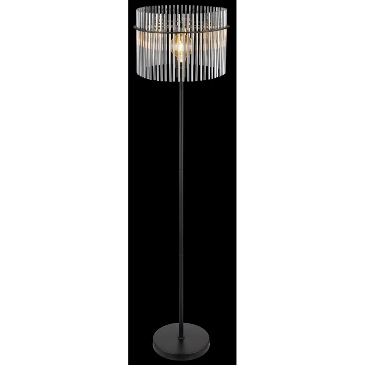 Stehlampe, Metall, schwarz, Glas, rauchfarben, H 152 cm – Bild 6