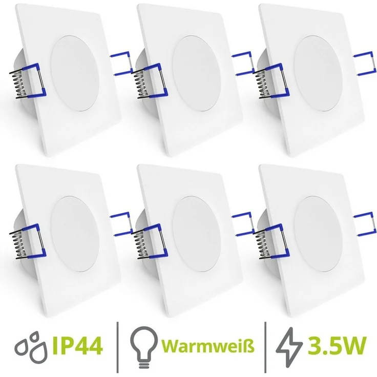 linovum LED Einbaustrahler 6x WEEVO LED Einbauspots weiß warmweiß 3,5W IP44 Badlampe Deckenlampe, Warmweiß – Bild 2