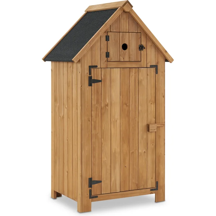 M MCombo Gartenschrank Holz Klein, Outdoor Gartenhaus Gerätehaus Wetterfest, für Balkon & Terrasse, 0733