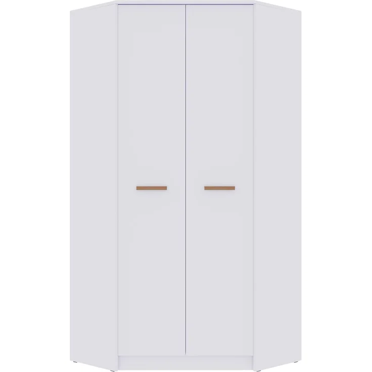 Marmex Möbel Grant 08N Eckkleiderschrank mit Kleiderstangen und Einlegeböden, laminierte Spanplatte, weiß, 91x195x91 cm – Bild 1