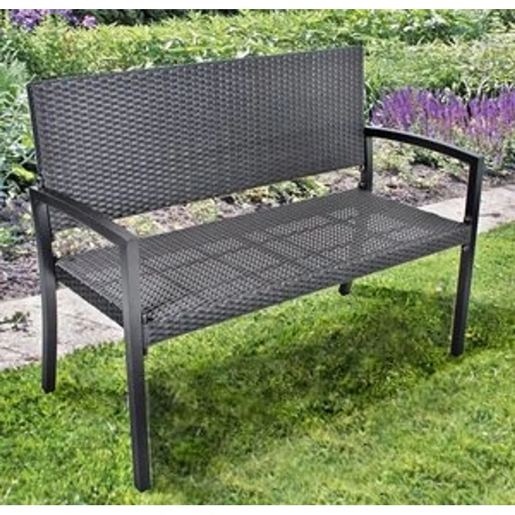 'SANREMO' Parkbank, Aluminium / Kunststoffgeflecht, Schwarz, 87 x 60 x 116 cm – Bild 4