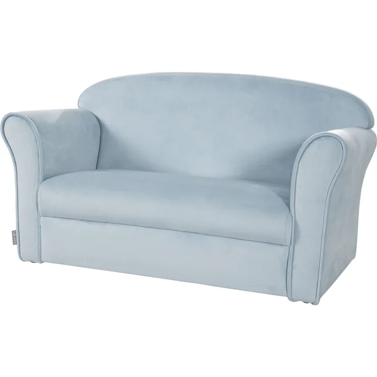 roba Kindersofa 'Lil Sofa' mit Armlehnen - Bequeme Kindercouch mit Samtstoff - Hellblau