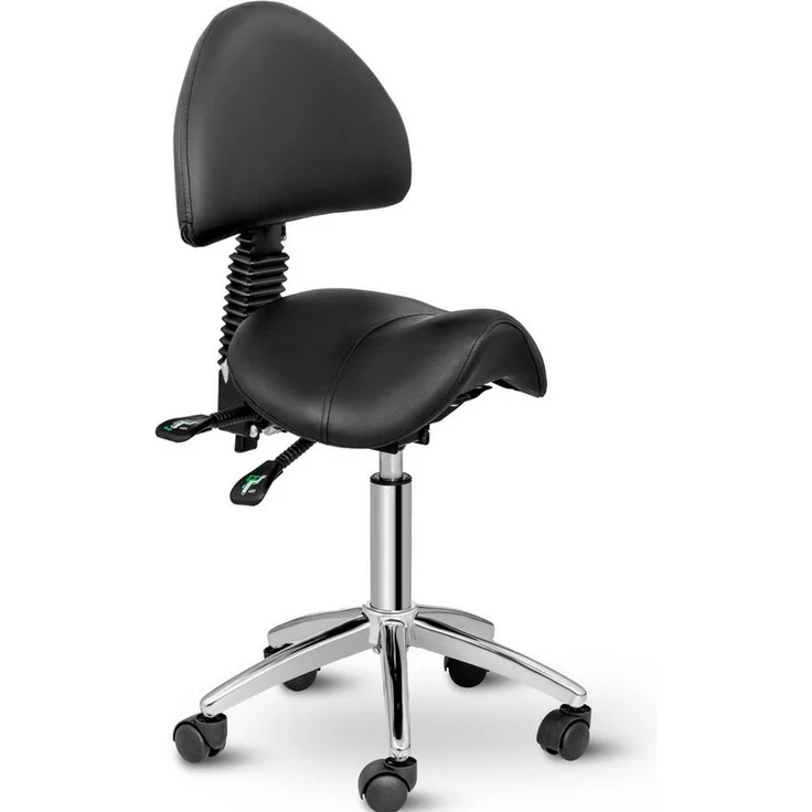 Physa Drehstuhl Sattelstuhl Arbeitsstuhl Rollhocker Mit Lehne Verstellbar Schwarz – Bild 5