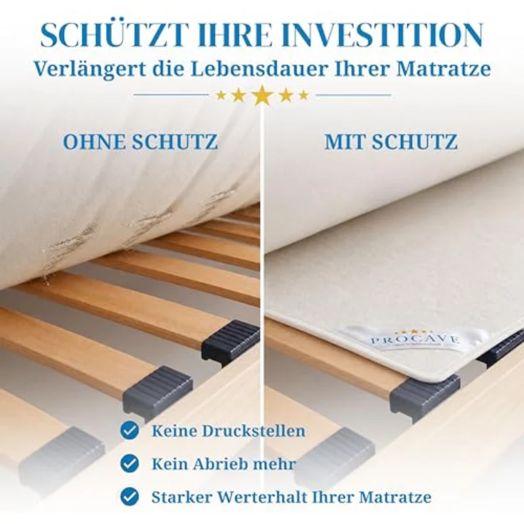 Matratzenschoner Filzschoner Lattenrost Matratzenschutz Made in Germany div. Größen PROCAVE, Matratzenunterlage atmungsaktiv, 50x100 cm – Bild 3