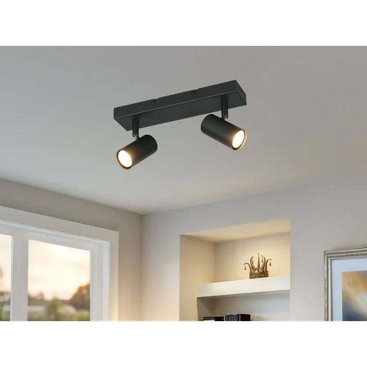 Deckenstrahler TARYN Schwarz 2-flammig, Breite 26cm – Bild 6