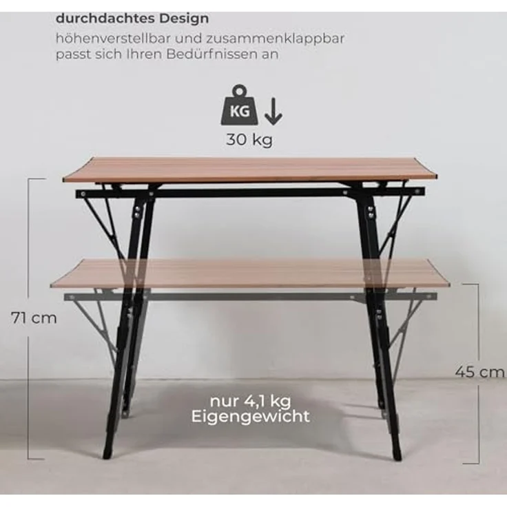 osoltus Camping Klapptisch Alu Tisch Fjord 90 cm x 59 cm höhenverstellbar – Bild 4