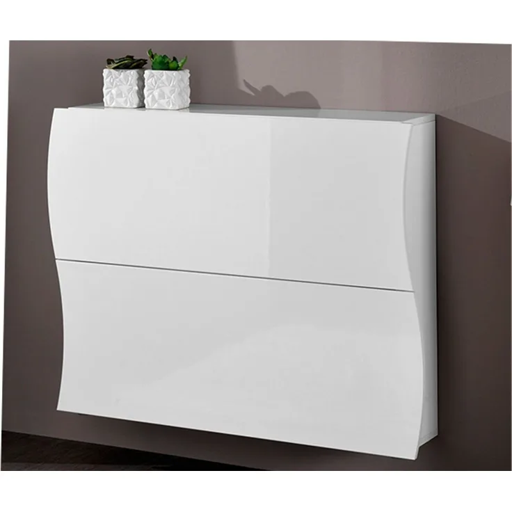 Schuhschrank >Onda< in Weiß/Hochglanz - 101x82x27cm (BxHxT)