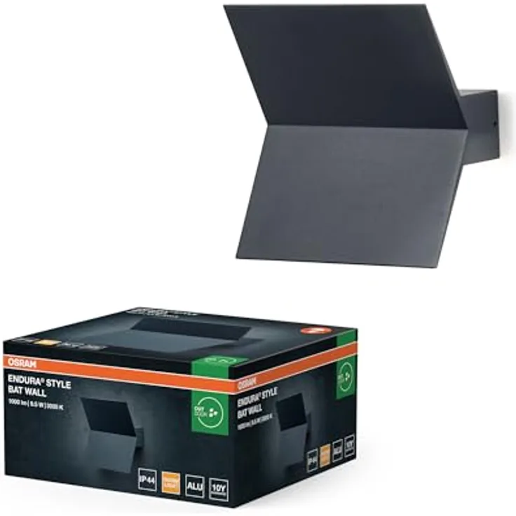 Osram ENDURA STYLE BAT Außenwandleuchte, LED-Wandleuchte mit indirektem Licht, warmweiß, 3000K, Aluminium, IP44, 9,5W