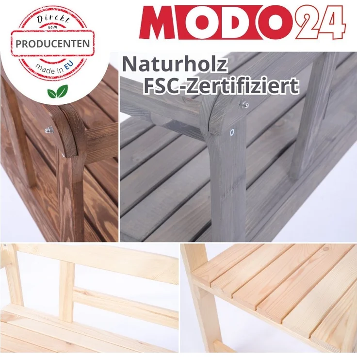 Modo24 Gartenbank LG01 Parkbank, Gartenmöbel, Sitzbank, Bank Friesenbank, Holzbank, Zweisitzer, In- & Outdoor, FSC-Holz Massiv 3 Farben – Bild 3