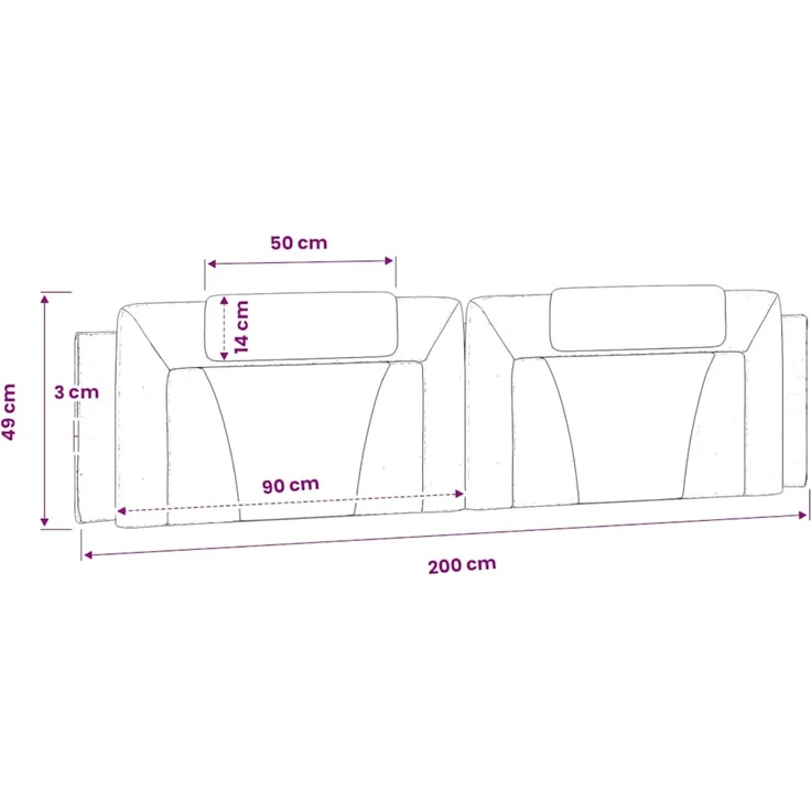 vidaXL Kopfteil-Kissen "Viana" Weiß 200 cm Kunstleder – Bild 8