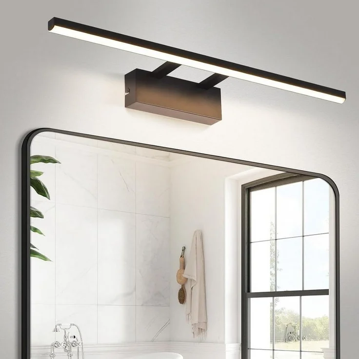 Nettlife LED Spiegelleuchte Schwarz Modern Badezimmer Spiegelbeleuchtung 60 cm 4000K Neutralweiß, LED fest integriert, Neutralweiß, lampe Flur Wandleuchte für Büro Küche Spiegelschrank – Bild 5