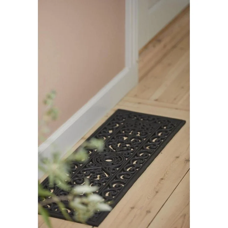 Ib Laursen Fußmatte Türmatte Fußabtreter Gummi Filigran Schwarz 25x75cm 2821-00 – Bild 2