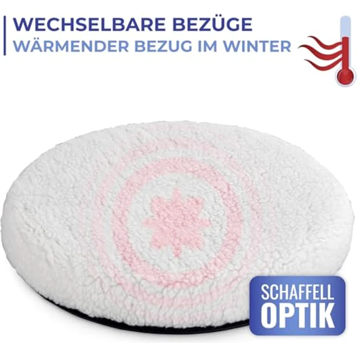 Maximex Drehkissen, 360° Aufstehhilfe mit 2 Wechselbezügen, ideal für Autositze, Sofa und Sessel, Ø 38,5x4,5 cm – Bild 2