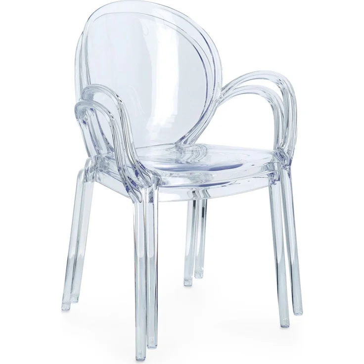 Gartenstuhl Allican 4er-Set aus Kunststoff, modern stapelbar mit Armlehne, transparent – Bild 2