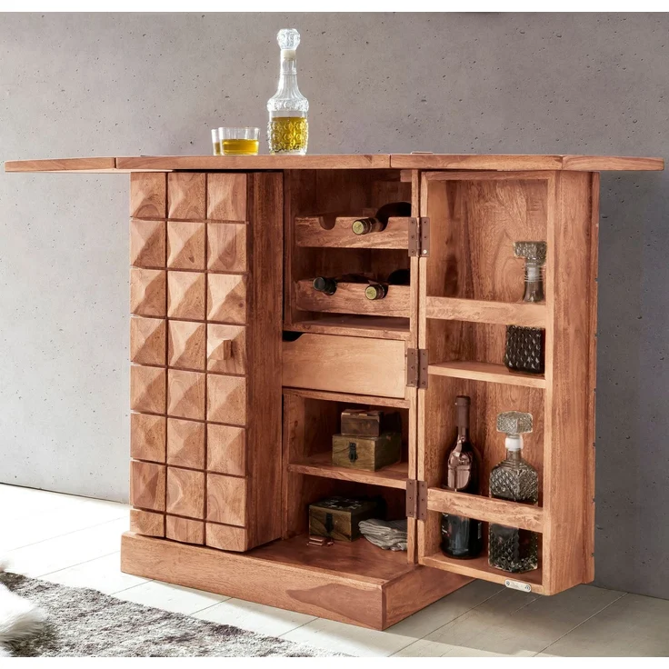 Wohnling 'HARLEM' Hausbar, Massivholz Akazie, 91 x 65 x 50 cm – Bild 2