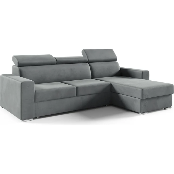 Ecksofa in L-Form NELA, L-förmige Eckcouch mit Schlaffunktion, ausziehbares Sofa, 1 Bettzeugbehälter, verstellbare Kopfstützen, (Monolith 85), 96x170 cm – Bild 1