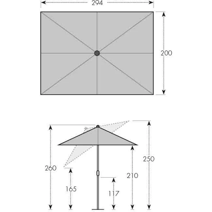 Doppler 'Active Auto Tilt' Sonnenschirm, Aluminium / Polyestergewebe hellgrau, 300 x 200 cm – Bild 10