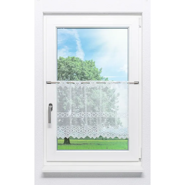 Scheibengardine Lysel - Kleeblatt Design (Bx H) 67,5cm * 45cm Weiß/reinweiß