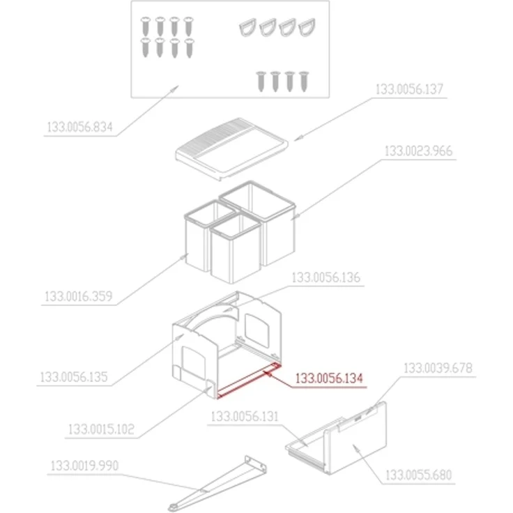 Traverse 133.0056.134 für Franke Abfalltrennsystem CUBE 50 A und 50 H / Abfallsorter Ersatzteil – Bild 2