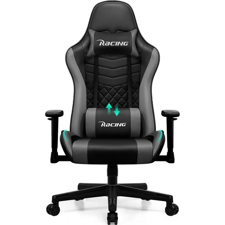 Hiazurm Gaming-Stuhl Gaming Stuhl, Bürostuhl mit Fußstütze,Klappbare gepolsterte Armlehnen (Bürostuhl Chefsessel Wippfunktion bis zu 170), Ergonomischer Gamer Stuhl 150 kg Belastbarkeit