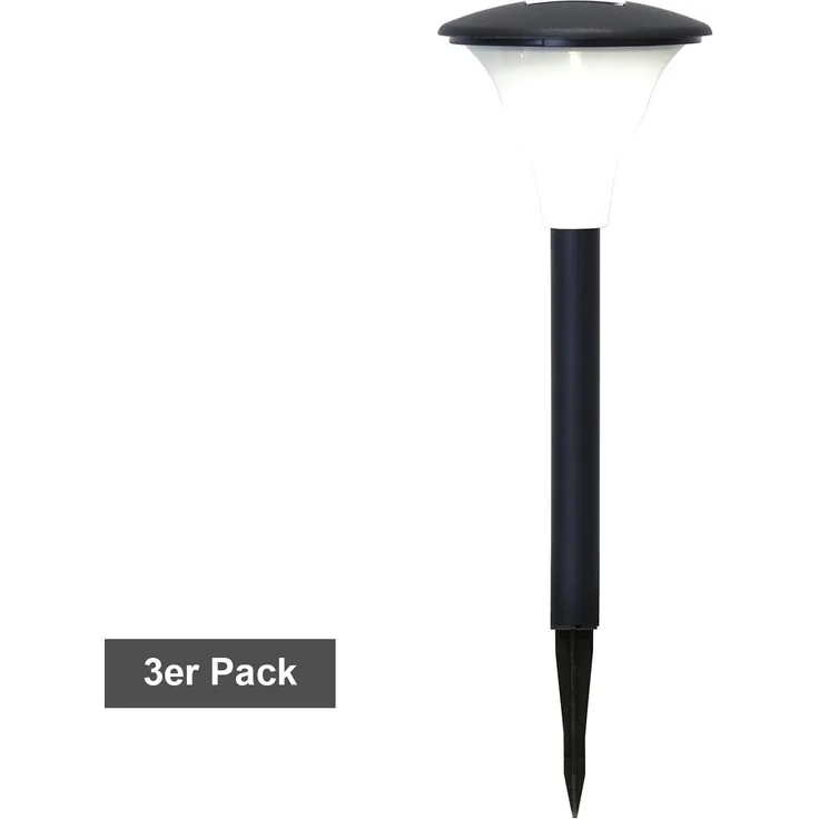 Solar-Pollerleuchten ,Faro zur Wegbeleuchtung, 3er Set, Kunststoff, schwarz, warmweiß, H 26cm