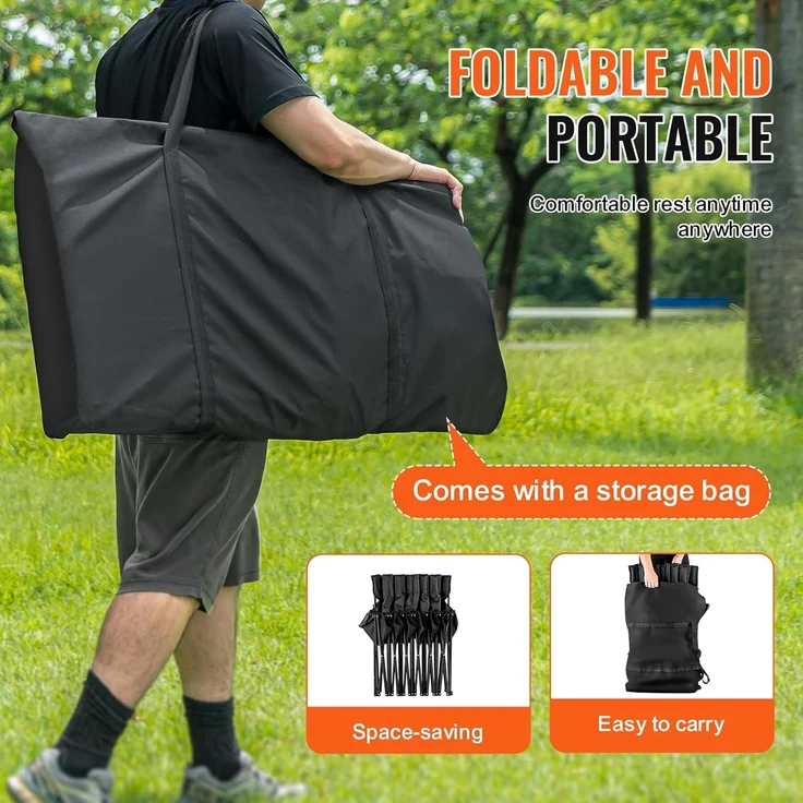 VEVOR Campingstuhl für 6 Personen, Klappstuhl mit 600D Oxford-Gewebe Sitz, Tragetasche & Rückenlehne, Faltbarer Angelstuhl, Faltstuhl für Camping, 2390 x 440 x 835 mm Sport-Nebenbank Schwarz – Bild 7