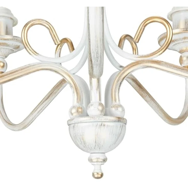 Licht-Erlebnisse Kronleuchter GANARA, ohne Leuchtmittel, Shabby Kronleuchter in Gold Ecru Ø64cm – Bild 6