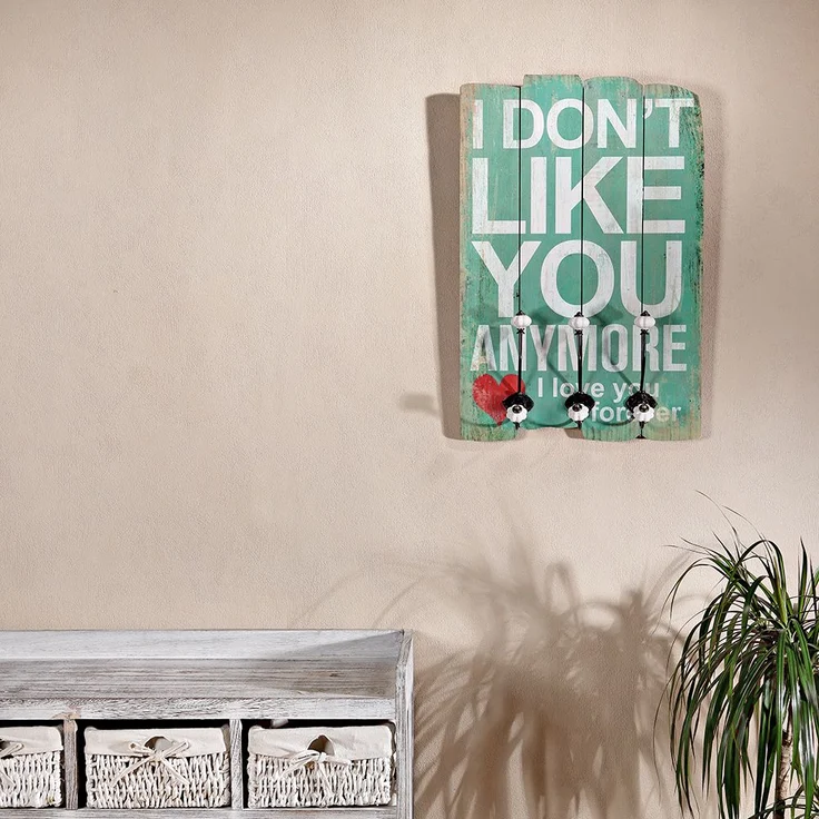 Wandgarderobe 40x60cm I Don't Like You 3 Kleiderhaken Flurpaneel Holz Dekoration – Bild 2
