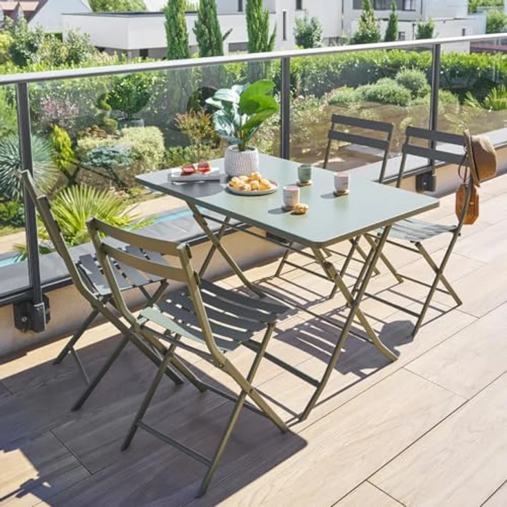 XXXL Klappbarer Gartentisch Greensboro, Grün, Metall, 110x70 cm, wetterbeständig, platzsparend, für bis zu 4 Personen – Bild 2