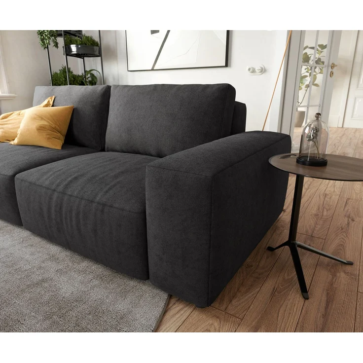 Big-Sofa Lanzo 230x95 cm Mikrofaser Schwarz – Bild 5