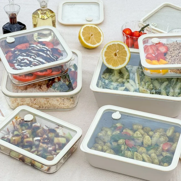 Frischhaltedosen aus hochwertigem Borosilikatglas mit Deckel, quadratisch - Luftdicht & stapelbar 600 ml – Bild 3