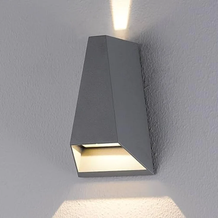 Lampenwelt Lucande LED Wandleuchte Jendrik, spritzwassergeschützt, 2-flammig, Schwarz aus Aluminium, für Außenbereiche (IP54) – Bild 3