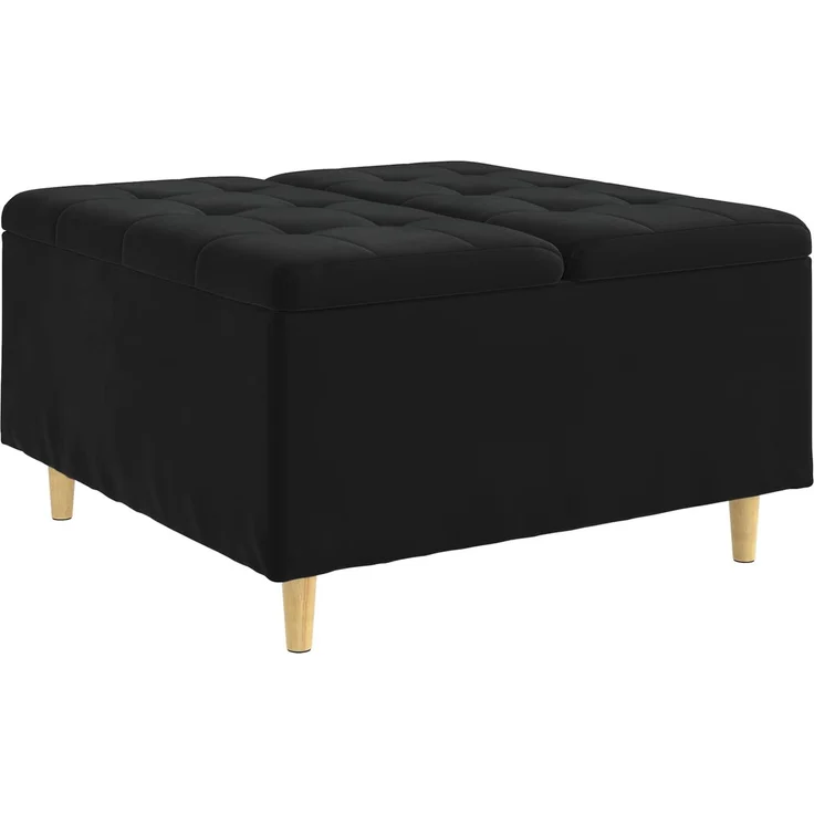 vidaXL Ottoman mit Stauraum Schwarz 80 x 80 x 45 cm Samt 876844 – Bild 2