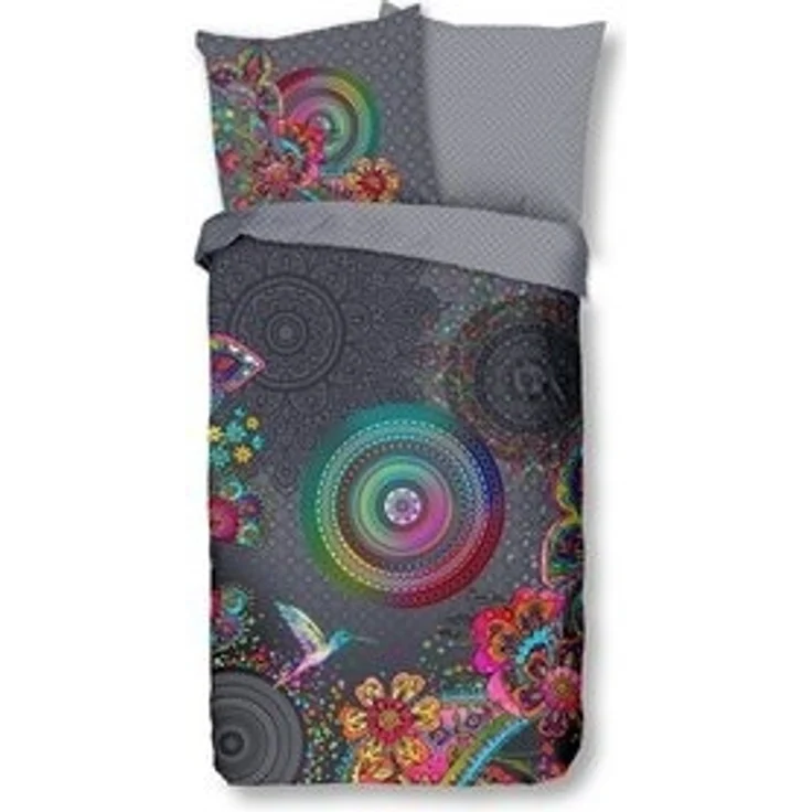 Traumschloss Bettwäsche Comfort Baumwolle, Flanell, 2 teilig, bunte Mandalas auf grauem Hintergrund – Bild 5